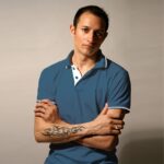 Ruffty Double Tipping Polo T-Shirt - Denim with White